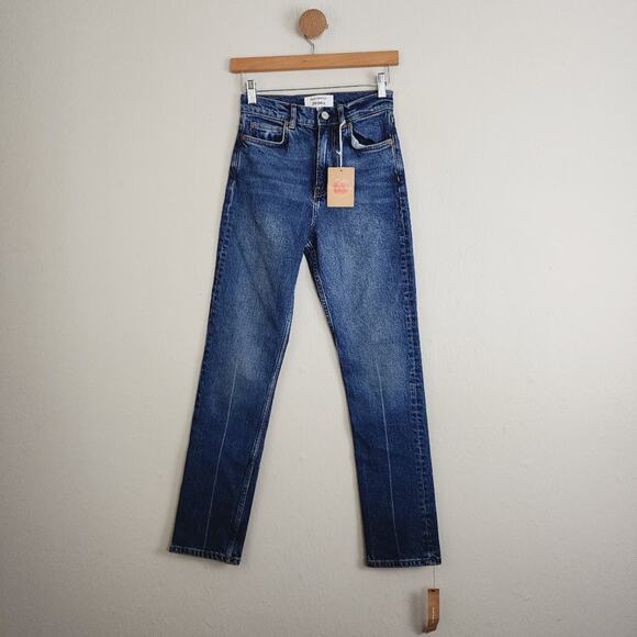 NEW Reformation Liza Ultra High Rise Straight Leg Denim Jean in Icarian Size 24 - Picture 1 of 13